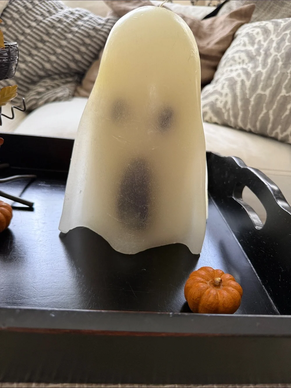 Retired Pottery Barn Frosted White Ghost candle